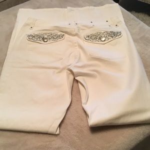 WHBM Blanc White Crystal Embellished Jeans - 6